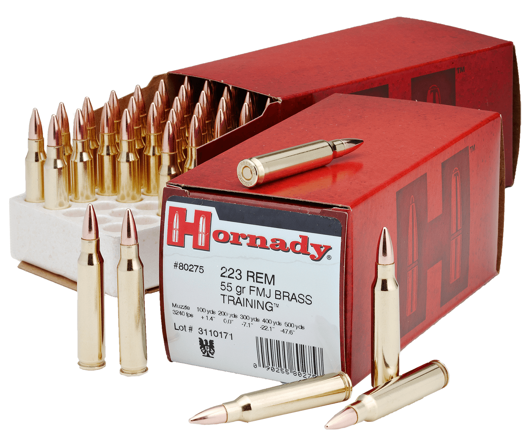 Hornady 80275 Custom 223 Rem 55 gr Full Metal Jacket Boat Tail 50rd Box