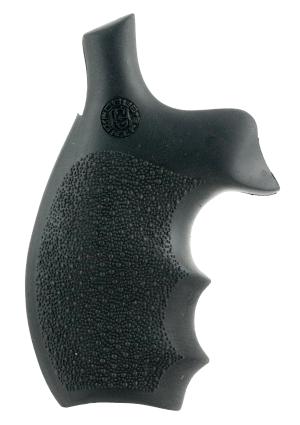 Hogue 62000 Rubber Bantam Black Rubber Pistol Grip with Finger Grooves for S&W K L Frame with Round Butt