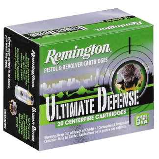 Remington Ammunition 28957 Ultimate Defense Full Size Handgun 40 S&W 165 gr Brass Jacket Hollow Point 20rd Box