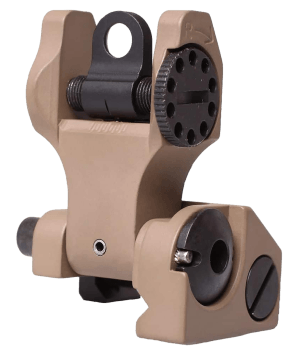 Troy Ind SSIGFBSROFT00 Rear Folding BattleSight Round Flat Dark Earth Folding for AR-15