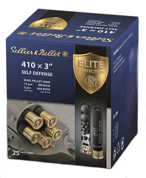 Sellier & Bellot SB410SDB Self Defense 410 Gauge 3 15 Pellets 11/16 oz 000 Buck Shot 25 Bx"