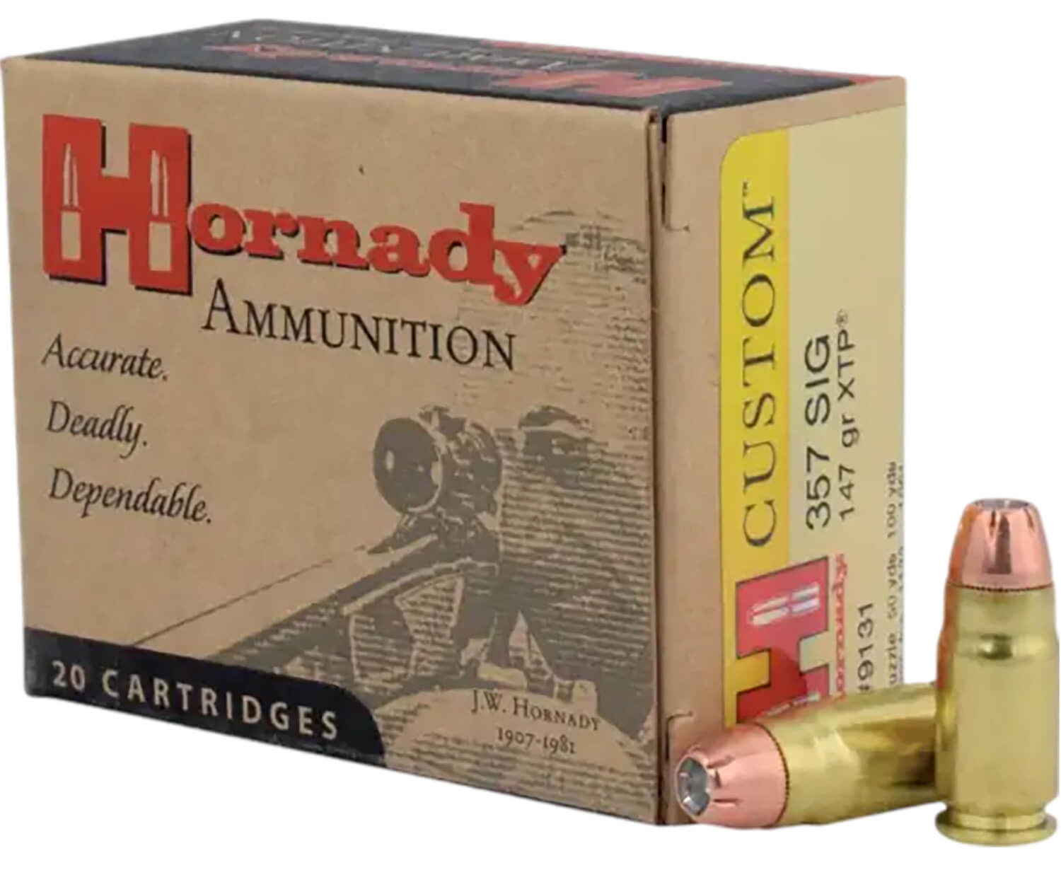 Hornady 9131 Custom Personal Defense 357 Sig 147 gr Hornady XTP Hollow Point (XTPHP) 20rd Box - Image 2