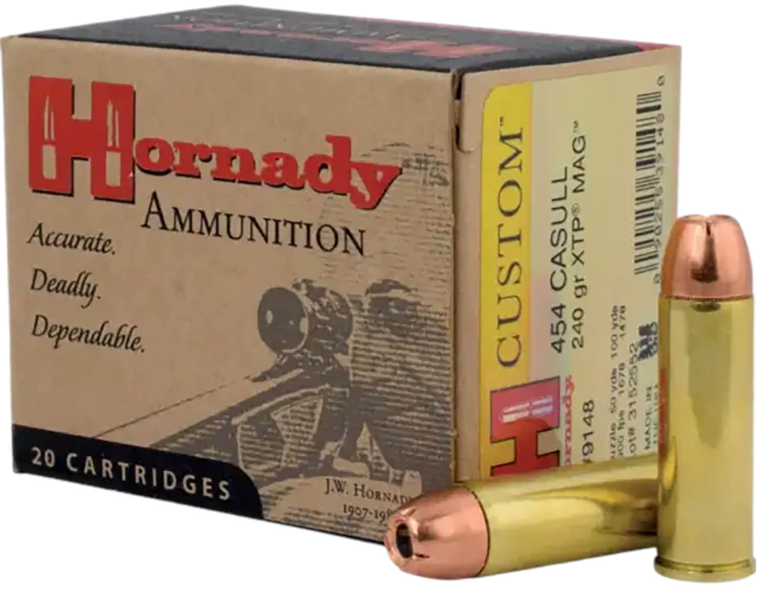 Hornady 9148 Custom Hunting 454 Casull 240 gr Hornady XTP Mag (XTPM) 20rd Box - Image 2