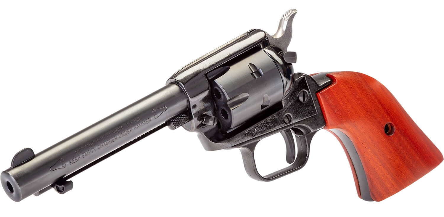 Heritage Mfg RR22MB4 Rough Rider 22 LR/22 WMR 6 Shot 4.75" Black Barrel Cylinder & Frame Cocobolo Grips - Image 3