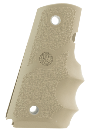 Hogue 43003 Rubber Grip Cobblestone Desert Tan with Finger Grooves for 1911 Officer