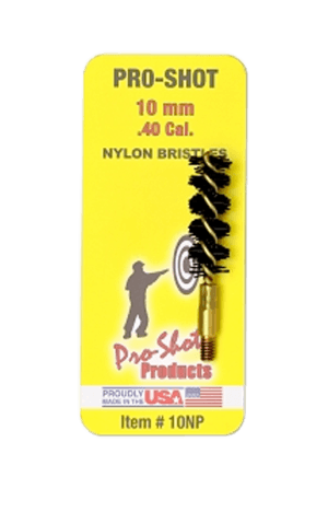 Pro-Shot 10NP Bore Brush  .40/ 10mm Cal Pistol #8-32 Thread Nylon Bristles Brass Core
