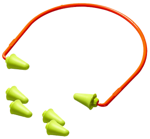 Peltor 97065 Sport Banded Earplugs Foam 28 dB Behind The Head Yellow Buds with Orange Band Adult 1 Pair