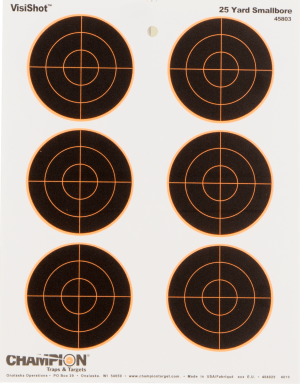 Champion Targets 45803 VisiShot Bullseye Paper Hanging 25 yds Small Bore Rifle 8.50" x 11" Black/White 10 Pack
