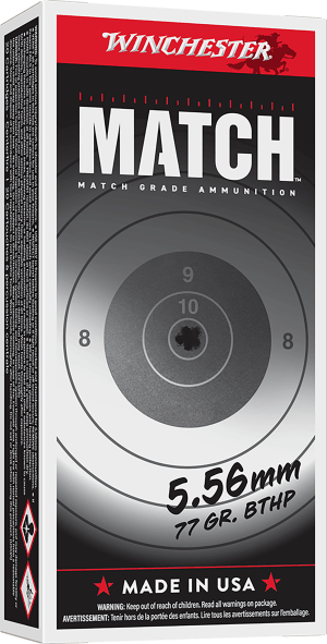 Winchester Ammo S556M Match Target 5.56x45mm NATO 77 gr Sierra MatchKing BTHP (SMBTHP) 20rd Box