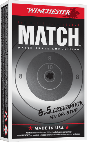 Winchester Ammo S65CM Match 6.5 Creedmoor 140 gr Sierra MatchKing BTHP (SMBTHP) 20rd Box