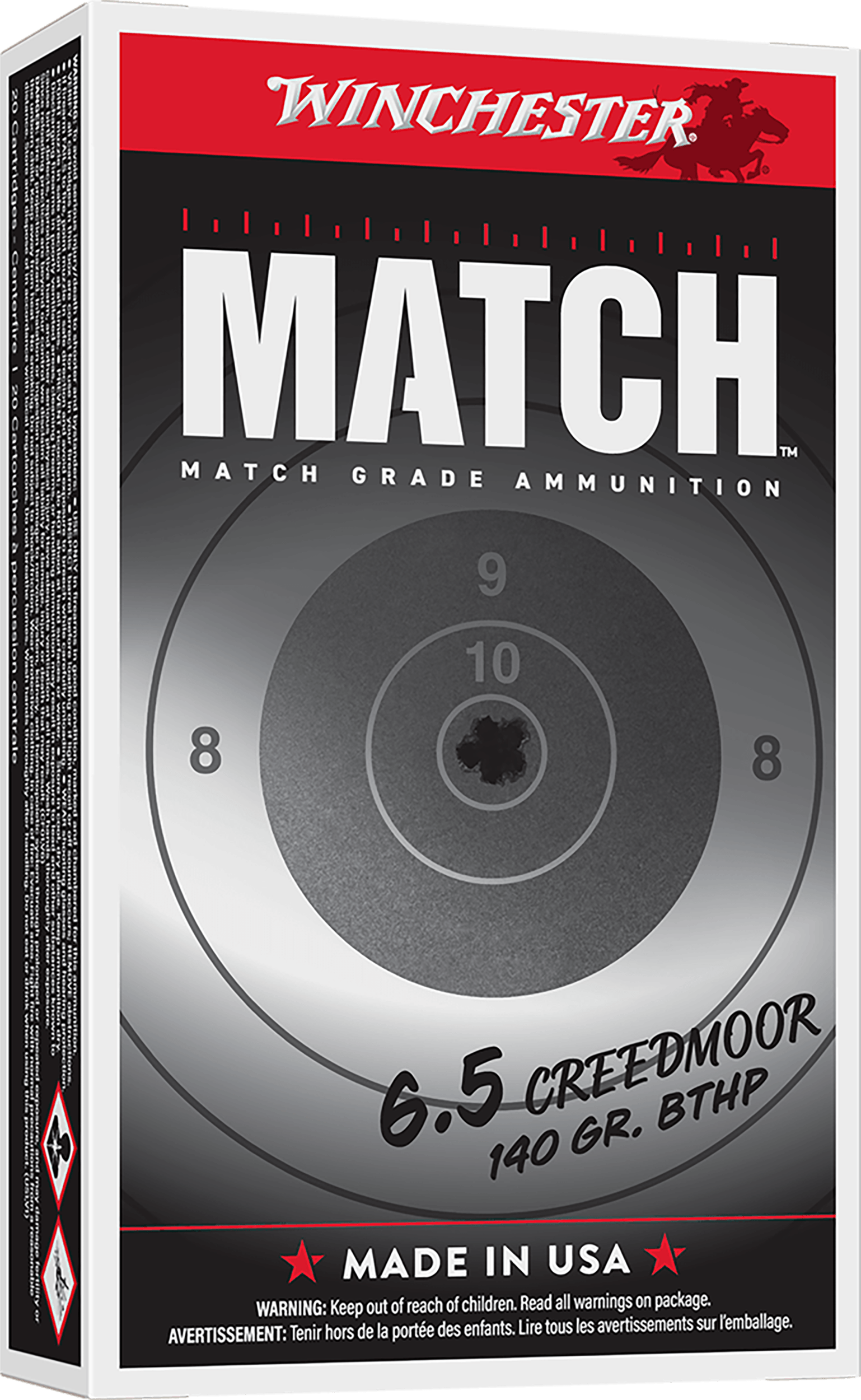 Winchester Ammo S65CM Match 6.5 Creedmoor 140 gr Sierra MatchKing BTHP (SMBTHP) 20rd Box
