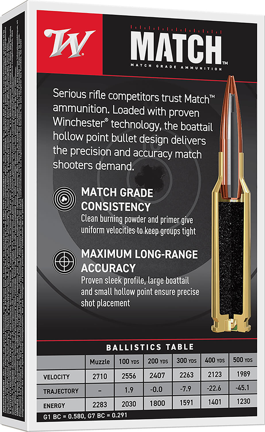 Winchester Ammo S65CM Match 6.5 Creedmoor 140 gr Sierra MatchKing BTHP (SMBTHP) 20rd Box - Image 2