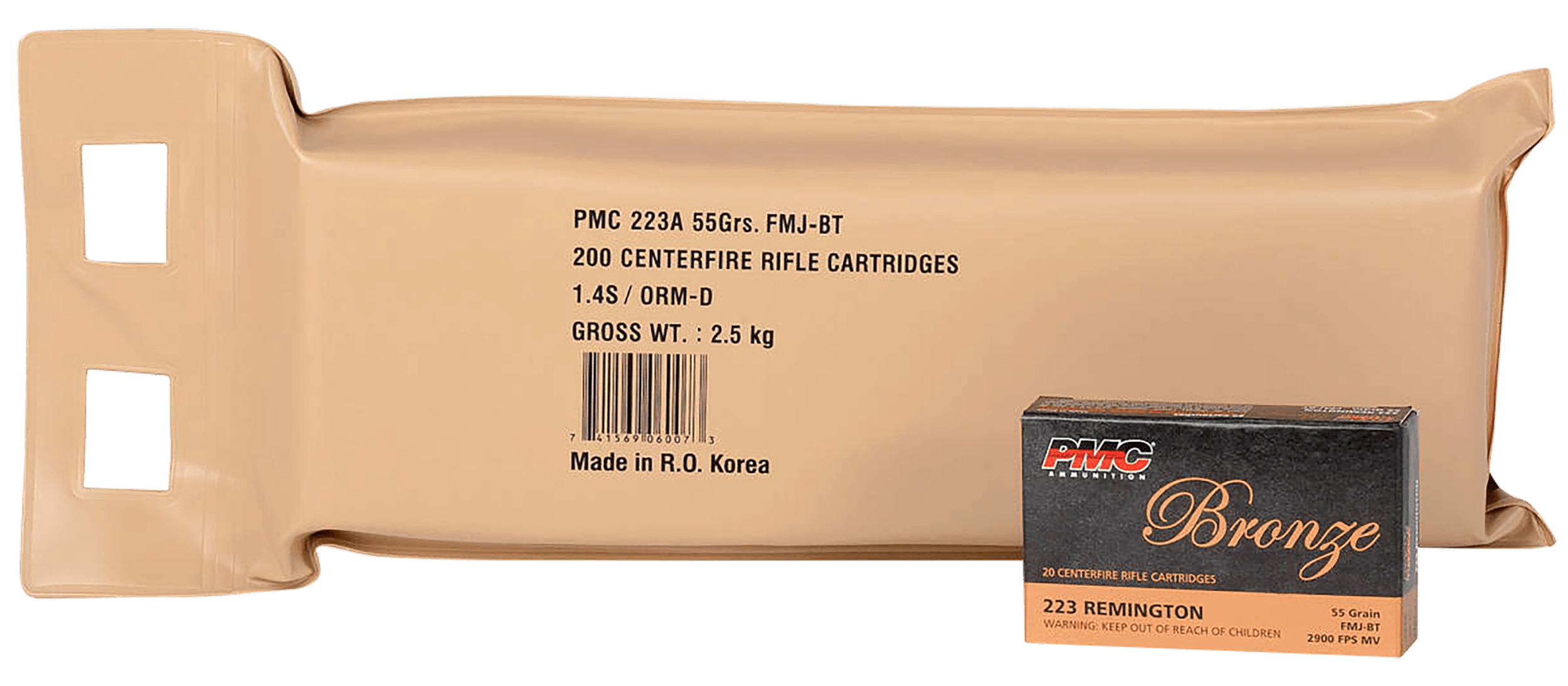 PMC 223ABP Bronze Battle Pack 223 Rem 55 gr Full Metal Jacket Boat-Tail (FMJBT) 200rd Box