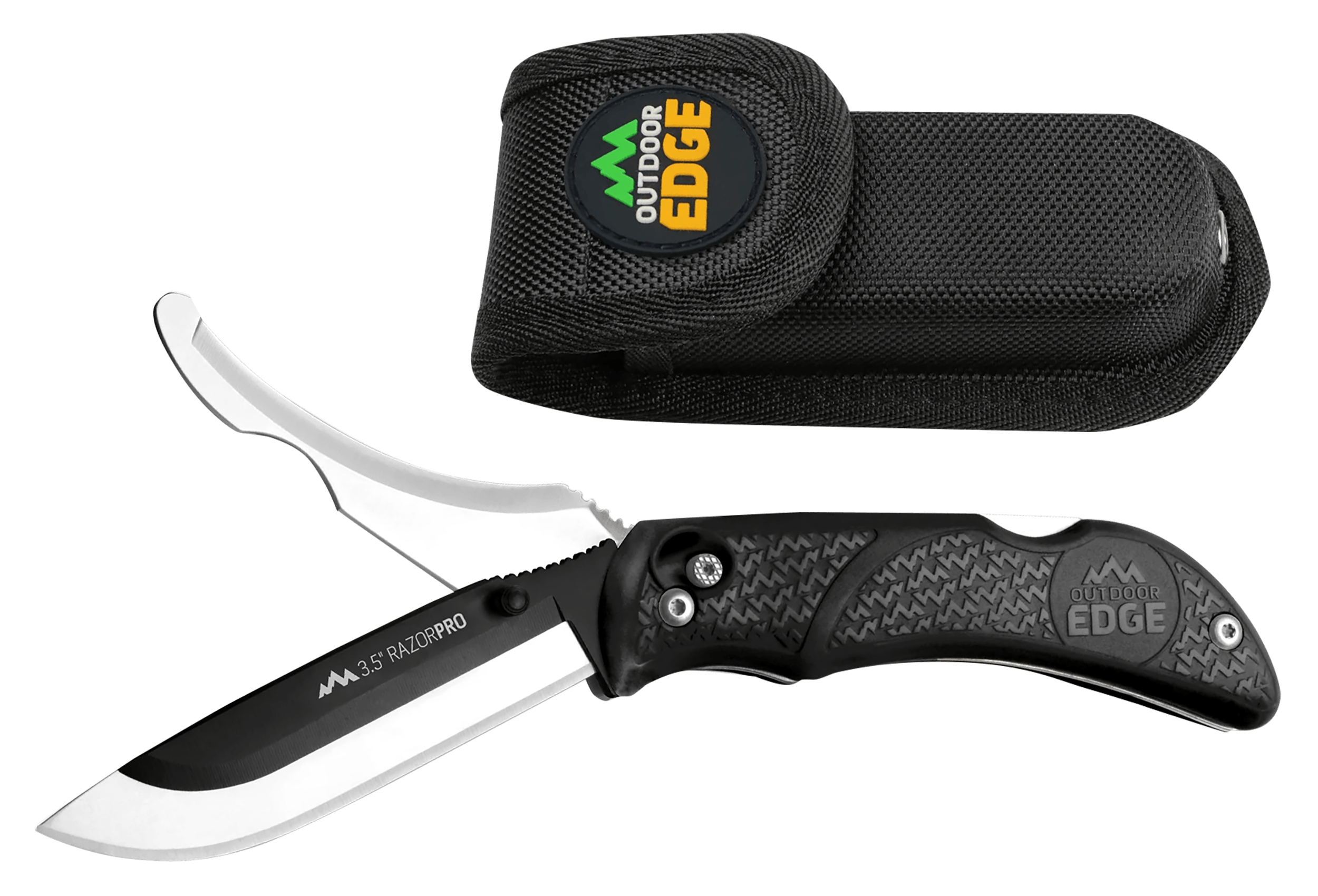 Outdoor Edge RO10C RazorPro 3.50" Folding Razor/Gut Plain 420J2 Stainless Steel Blade TPR Black Handle