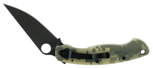 Spyderco C36GPCMOBK Military 4" Folding Modified Clip Point Plain Black DLC CPM S30V SS Blade Camo G10 Handle Includes Pocket Clip
