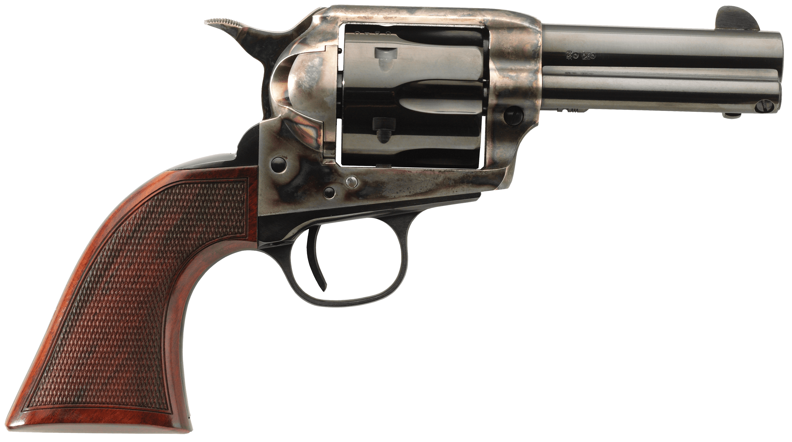 Taylors & Company 550819DE Runnin Iron Deluxe 45 Colt (LC) Caliber with 3.50" Blued Finish Barrel 6rd Capacity Blued Finish Cylinder Color Case Hardened Finish Steel Frame Checkered Walnut Grip & Overall Taylor Polish