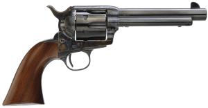 Taylors & Company 550858DE 1873 Gunfighter Deluxe 45 Colt (LC) Caliber with 5.50 Blued Finish Barrel  6rd Capacity Blued Finish Cylinder  Color Case Hardened Finish Steel Frame   Walnut Army Size Grip & Overall Taylor Polish"