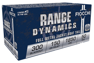 Fiocchi 300BLKC Range Dynamics Compete 300 Blackout 150 gr Full Metal Jacket Boat-Tail (FMJBT) 50rd Box