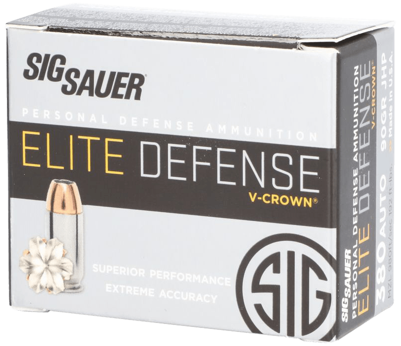 Sig Sauer E380A120 Elite Defense 380 ACP 90 gr 980 fps Jacketed Hollow Point (JHP) 20rd Box