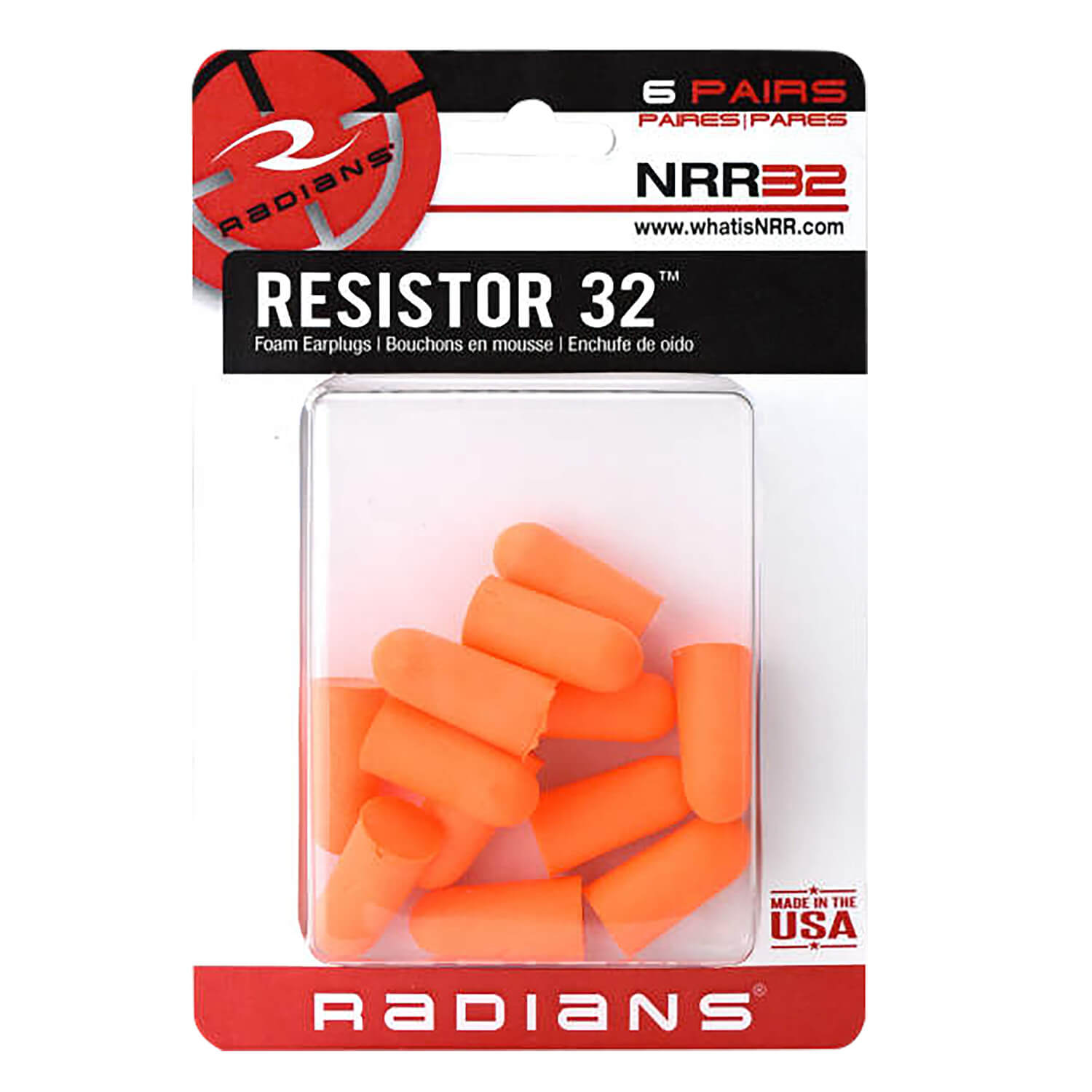 Radians FP8000BP Resistor Earplugs Foam 32 dB In The Ear Orange Adult 6 Pair - Image 2