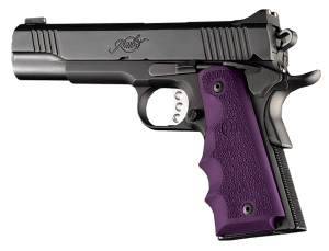Hogue 45006 OverMolded Grip Cobblestone Purple Rubber with Finger Grooves for 1911 Government