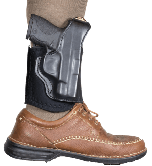 DeSantis Gunhide 014PCU7Z0 Die Hard Rig  Ankle Black Leather/Sheepskin Fits S&W Bodyguard 380 Right Hand