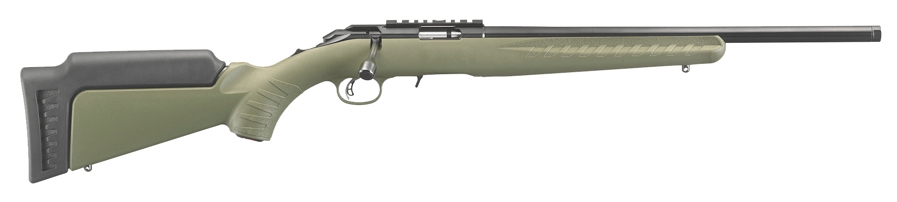Ruger 8335 American Rimfire Target 22 WMR 9+1 18" Threaded Barrel Satin Blued Steel Receiver Exclusive OD Green Synthetic Stock Accepts BX-15 Magnum Magazine Optics Ready
