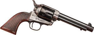 Taylors & Company 556205DE Short Stroke Smoke Wagon 357 Mag Caliber with 5.50" Blued Finish Barrel 6rd Capacity Blued Finish Cylinder Color Case Hardened Finish Steel Frame Checkered Walnut Navy Size Grip & Overall Taylor Polish