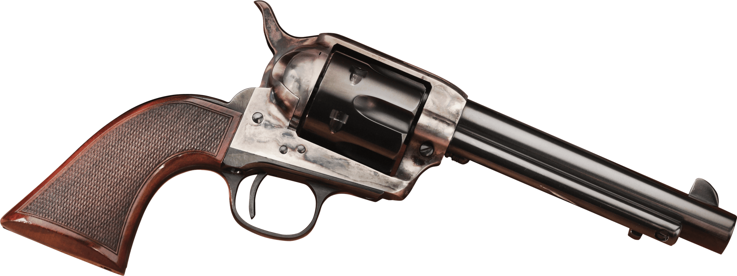 Taylors & Company 556205DE Short Stroke Smoke Wagon 357 Mag Caliber with 5.50" Blued Finish Barrel 6rd Capacity Blued Finish Cylinder Color Case Hardened Finish Steel Frame Checkered Walnut Navy Size Grip & Overall Taylor Polish