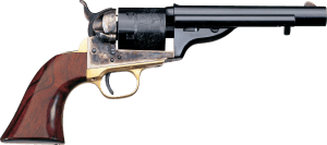 Taylors & Company 550721 1851 Open-Top 45 Colt (LC) Caliber with 5.50" Blued Finish Barrel  6rd Capacity Blued Finish Cylinder  Color Case Hardened Finish Steel Frame & Walnut Navy Size Grip