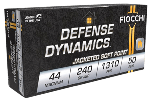 Fiocchi 44A500 Defense Dynamics 44 Rem Mag 240 gr Jacketed Soft Point (JSP) 50rd Box