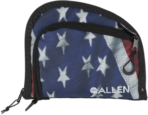Allen 7719 Victory Auto Fit Handgun Case made of Endura with USA Flag Finish with Black Trim 1-Pocket Knit Lining Foam Padding & Lockable Zippers 9" x 7" Interior Dimensions