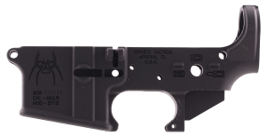 Spikes STLS019 Spider Stripped Lower Receiver with Billet Markings Multi-Caliber 7075-T6 Aluminum Black Anodized for AR-15