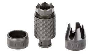 Spikes Tactical SAKB0200 Barking Spider2 Muzzle Brake Black Nitride 4140 Chromoly Steel with 5/8-24 tpi Threads 3.75" OAL & 1.40" Diameter for 30 Cal"